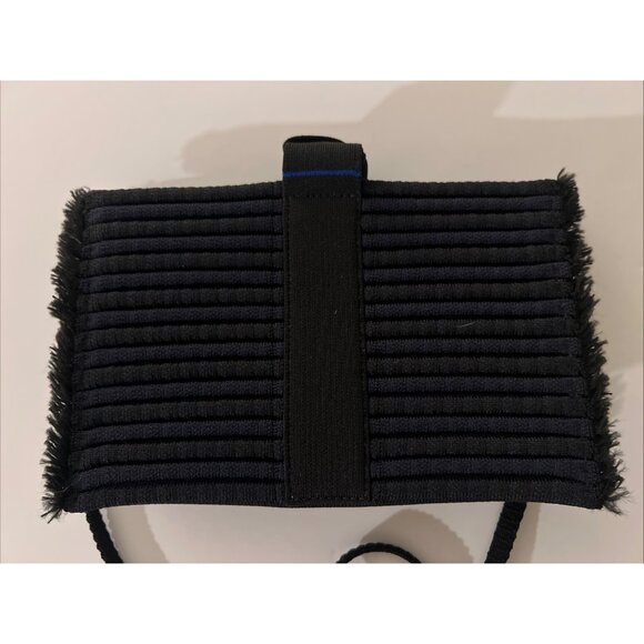 Rothy's convertible shoulder clutch blue black fringe bow bag coquette - Picture 12 of 16